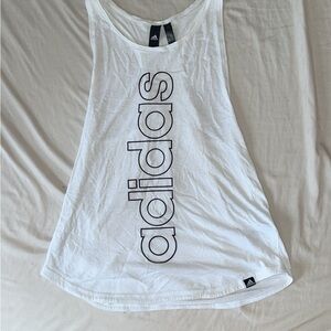 Adidas White Sleeveless Relaxed Tank Top
